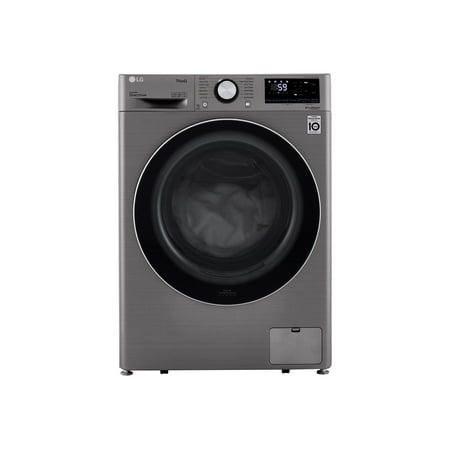 LG - 2.4 Cu. Ft. Compact Smart Front Load Washer with Built-In Intelligence - Graphite steel