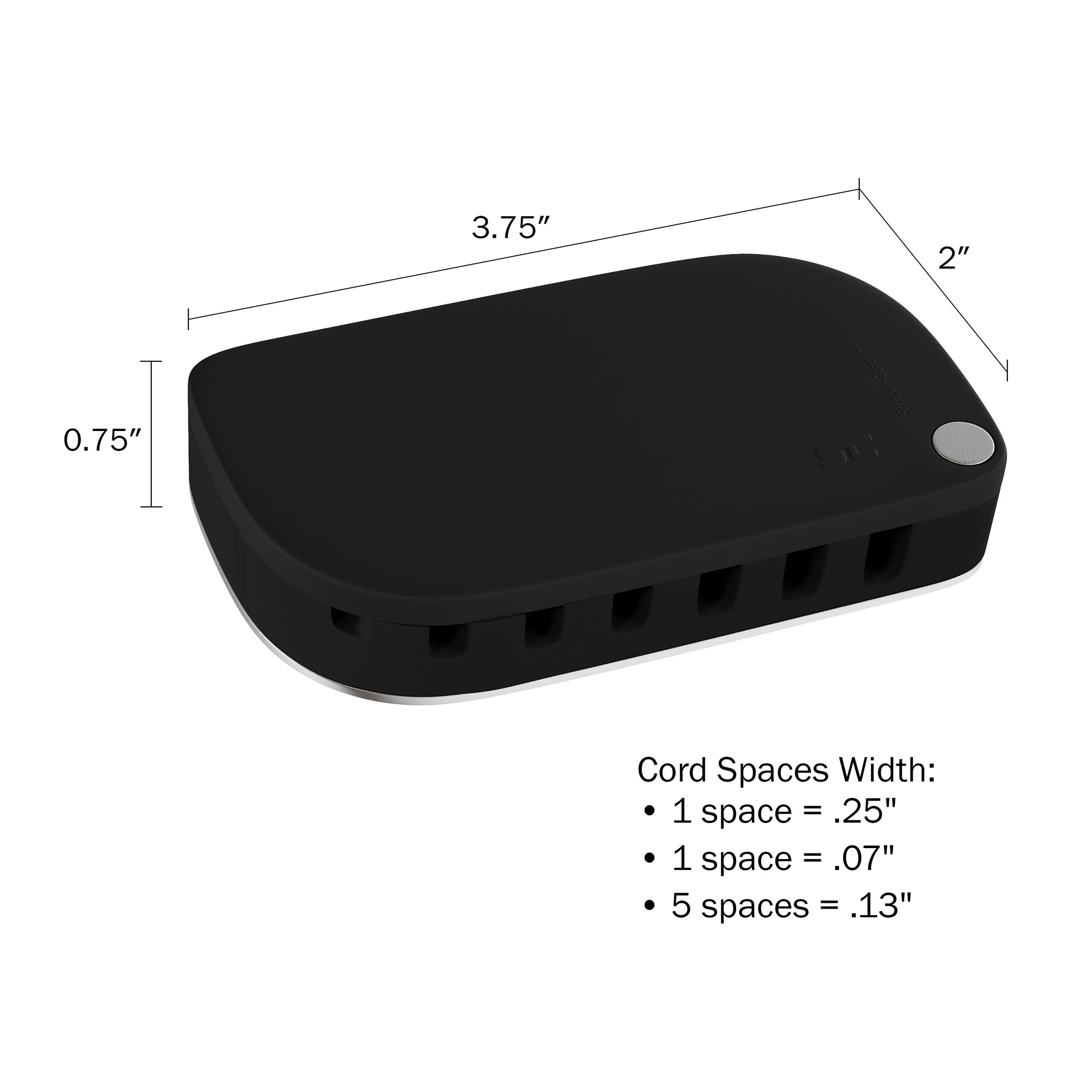 Silicone  Stainless Steel Simple Cord Cable Management Desk Organizer with 7 Slots for Cords (Black)