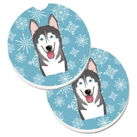 

Snowflake Alaskan Malamute Set of 2 Cup Holder Car Coaster