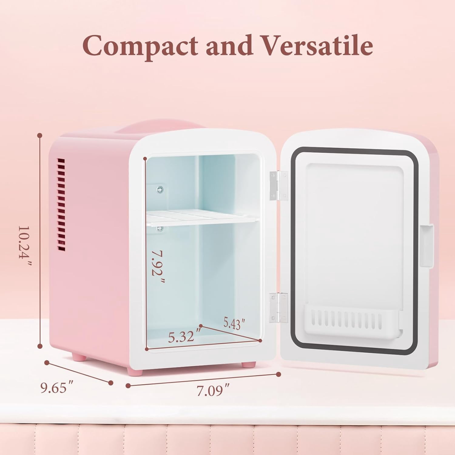 FREE VILLAGE Mini Fridge for Bedroom,Small Compact Refrigerator for Drom Car Office,4L /6 Cans Beverage Cooler for Food,Portable Skincare Cosmetics Makeup Fridge with Chiller No Freezer -