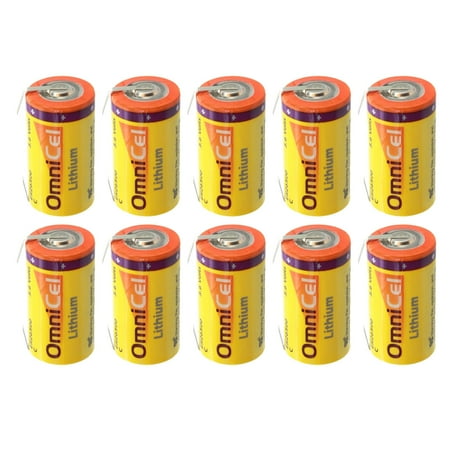 10x OmniCel ER26500 3.6V 8.5Ah Sz C Lithium Battery Tabs Tracking Backup AMR