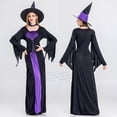 thumbnail image 2 of Costume de Sorcière pour Femmes Halloween Robe Gothique Cosplay Performance Robe Maxi Violette Taille Haute Rétro Grande Taille Longue Robe, 2 of 5