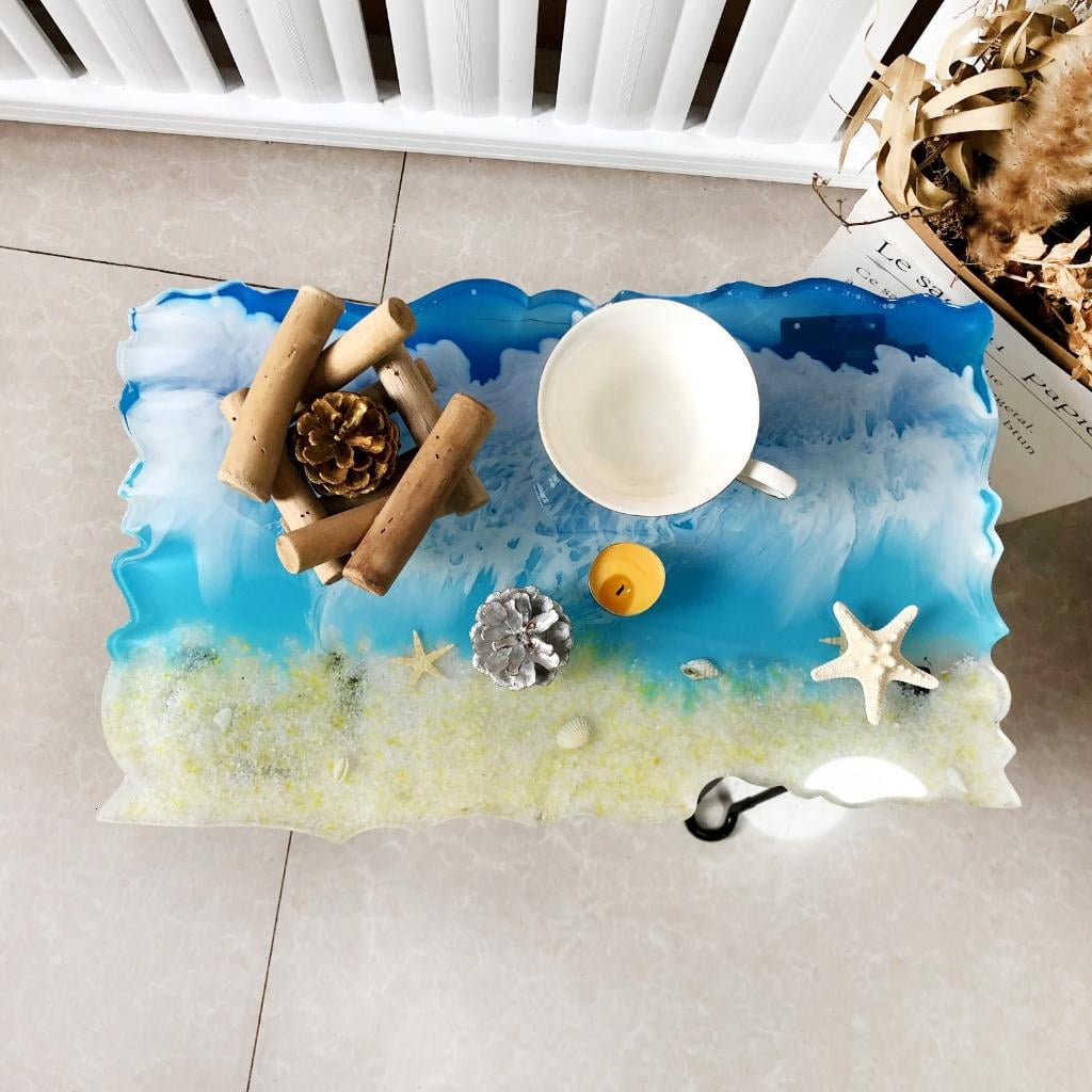 Osdhezcn Irregular Rectangular Large Tabletop Mold River Table Crystal Epoxy Resin Molds DIY Ornament Jewelry Making Tools Decor