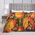 thumbnail image 6 of Floral Throw Blanket with Butterfly Design, Orange Dahlia Flower Pattern, Soft Decorative Blanket for Couch Sofa Bed Home Decor 80x60, 6 of 6