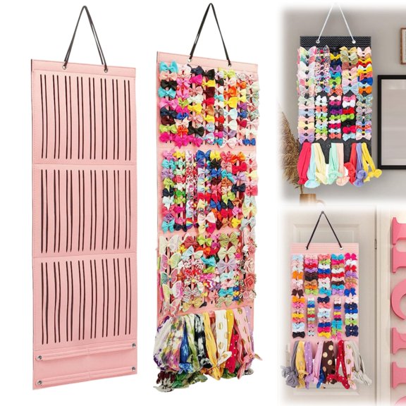 Large Hair Clip Organizer for Teen Girls - Claw Clip Storage for Wall, Door, Closet, Girl Hair Accessory Storage Display with Sturdy Rope, Wall Hanging for Girl Room Decor(Pink)