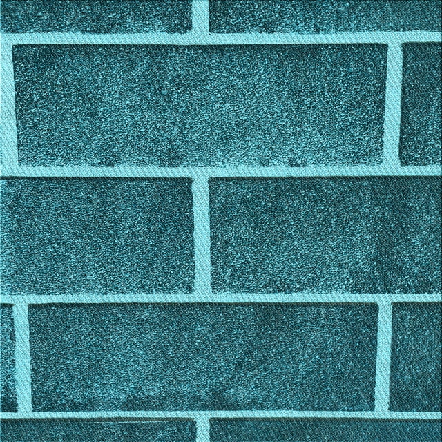 Ahgly Company Machine Washable Indoor Square Transitional Bright Turquoise Blue Area Rugs, 4' Square
