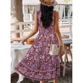 thumbnail image 3 of SHIBEVER Women Sleeveless Dress Summer Floral Bohemian V Neck Button Down Flowy Dresses, 3 of 5