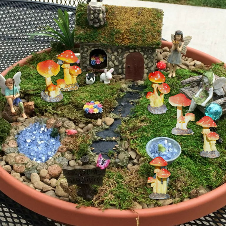 WNG Mini Small Mushroom Gardening Potted Ornament Moss Micro Landscape  Decoration DIY Small Gift
