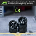 thumbnail image 1 of 1/64 Wheels Black Microkiom with Rubber Tires Model Car Modified Parts JDM VIP For Hotwheels Tomica MiniGT L3 10.2mm, 1 of 5