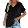 thumbnail image 3 of Womens Summer Tops Short Dolman Sleeve Shirts 2025 Fashion V Neck Outfits Clothes, 3 of 9