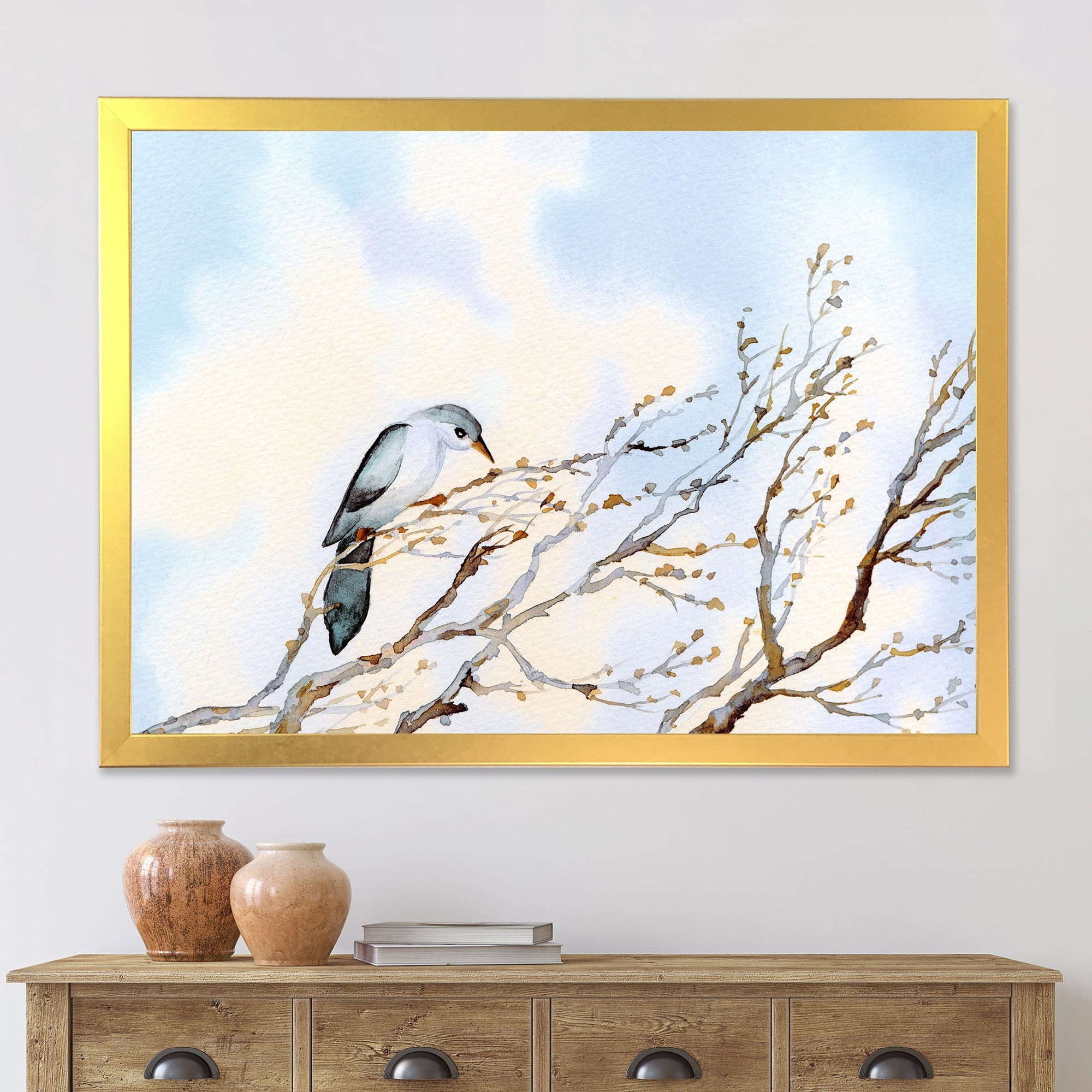 Designart 'Big Old Barren Twig Yard' Traditional Framed Art Print