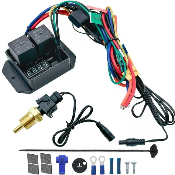 Digital Adjustable Electric Fan Controller NPT Thermostat Temp Switch Wiring Kit