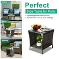 thumbnail image 6 of Seizeen Outdoor Side Table for Patio Rattan Furniture, Small Rattan End Table with Storage 2 Layer, Glass Top Coffee Table for Chairs Garden Porch Deck, 18inch, 6 of 7