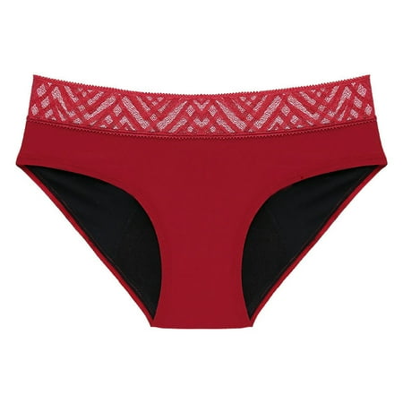 

Mortilo Panties Womens Underwear Low Waisted Four Layer Panties Panty Liners For Women Red XL