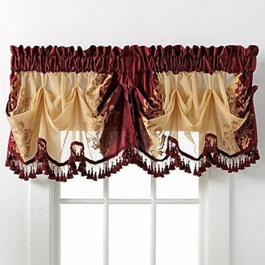 Danbury Embroidered Window Beaded Valance Treatments By GoodGram® - Burgundy