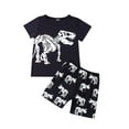 thumbnail image 1 of 2PCS Little Boy Set Dinosaur Printed Short Sleeve Top Short Loose Pants Outfit, 1 of 7