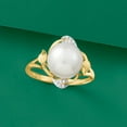 thumbnail image 6 of Ross-Simons 10-10.5mm Cultured Pearl Leaf Ring With Diamond Accents in 14kt Yellow Gold, Women's, Adult, 6 of 7