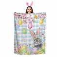 thumbnail image 2 of Throw Blanket Fleece Throw Blanket 40x50in, Spring Farmhouse Rabbit Flower Soft Lightweight Bed Blankets Easter Egg Blue Checkered Fuzzy Couch Blankets for All Season, 2 of 9