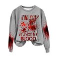 thumbnail image 1 of Rbaofujie Chandails à Capuchon pour Femmes Halloween Mode Chandail Décontracté à Manches Longues à Col Rond Imprimé pour Femme Hauts Blouse Cardigan Gris Chandails pour Femmes, 1 of 3