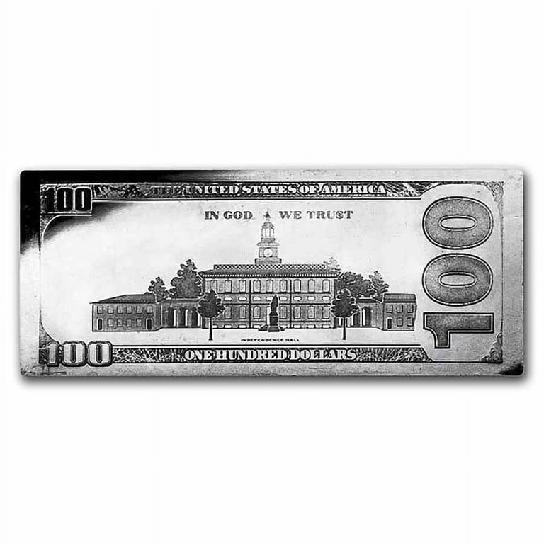 4 oz Fine Silver Bar - 2024 $100 Bill Replica (with Box & COA