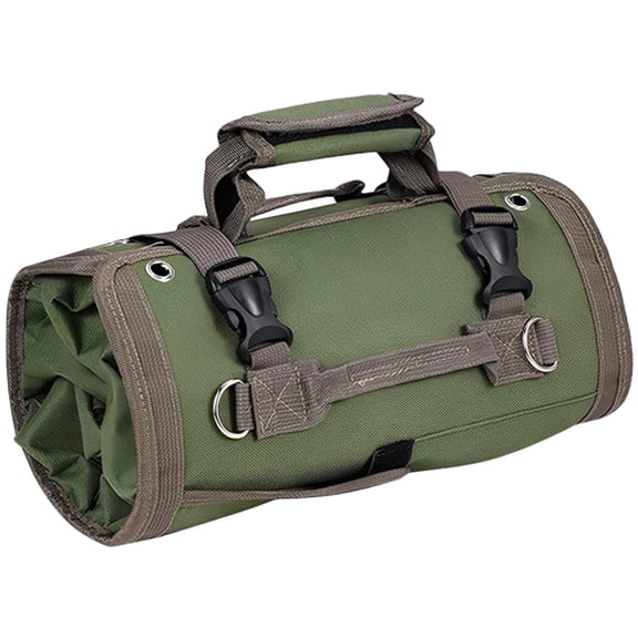 Roll Up Tool Bag Organizer, Heavy Duty Portable Tool Roll Pouch with 4 Zipper Pockets, Detachable Pocket and Shoulder Strap, 13 x 5.9 x 3.1 in / 33 x 15 x 8 cm