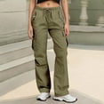 thumbnail image 5 of Women's Casual Pants High Waisted Wide Leg Cargo Trousers with Pockets Comfortable Loose Fit Workwear for Everyday Activities, 5 of 7