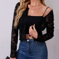 thumbnail image 4 of Kaemgyyd Women's Lace Cardigan Summer Trendy Mesh Open Front Long Sleeve Coat Elegant Print Cropped Jacket Cover Up, 4 of 5