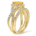 thumbnail image 2 of Clara Pucci 14K Yellow Gold 1.795 Natural Citrine Engraveable Engagement Ring + Wedding Band Set, 2 of 5