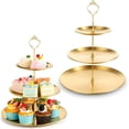 thumbnail image 2 of 3 Tier Stainless Steel Cupcake Stand, Ongmies Gold Dessert Stand, Gold Metal Cake Display Holder for Holiday, Wedding & Birthday Desserts, 2 of 8