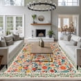thumbnail image 3 of Boho Beige Flowers Area Rugs 8'x10', Washable Small Throw Rugs for Living Room Patio, Spring Abstract Watercolor Floral Leaf Indoor Outdoor Rug Non-Slip Low Pile Carpet Runner Reversible Floor Mats, 3 of 8