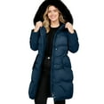 thumbnail image 4 of Fnooota Womens Winter Coats, Mid-length Padded Cotton Windproof Warm Quilted Jackets with Hood Navy Size S, 4 of 6
