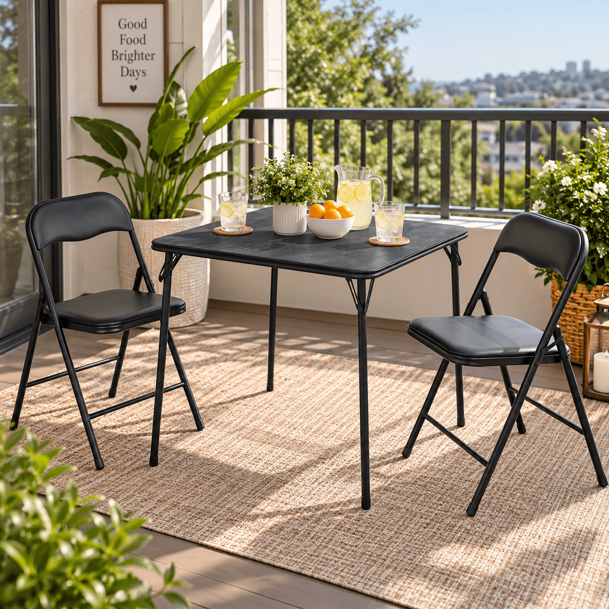 Homy Casa 31.5" Square Folding Card Table Portable Game Dining Table for Small Spaces Black