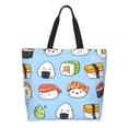 thumbnail image 1 of Fotbe Kawaii Sushi Bolsa Tote Estética de Lona con Estampado para Mujer - Bolsa Reutilizable de Hombro Casual para Vacaciones, Compras, Trabajo y Gimnasio, 1 of 8