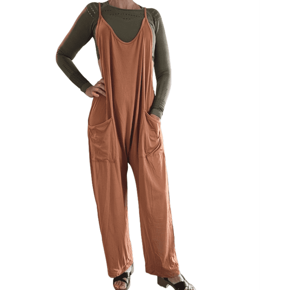 Womens Teens Overalls Coveralls Jumpsuit Romper sleeveless long pant comfort fashion pre shrunk 2025 fashion by Cape Sports 2XL Dune Orange