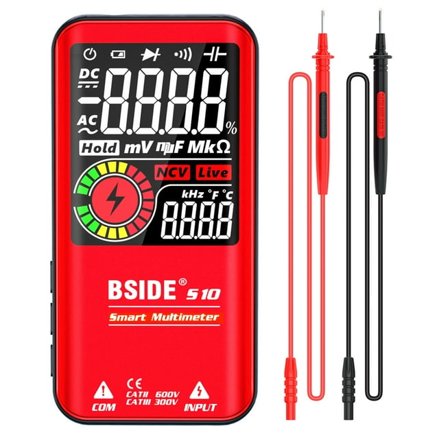 Amdohai BSIDE S10 Intelligent 9999 Counts Multimeter Digital LCD Display AC/DC Voltmeter Ohmmeter Test Resistance Capacitance Frequency Diode Continuity NCV Live Line with Flash Light Data Hold