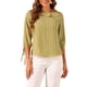 thumbnail image 1 of INSPIRAR CHIC Blusa de media manga con cuello fruncido y puntos de lunares para mujeres, color amarillo polvo, talla S, 1 of 6