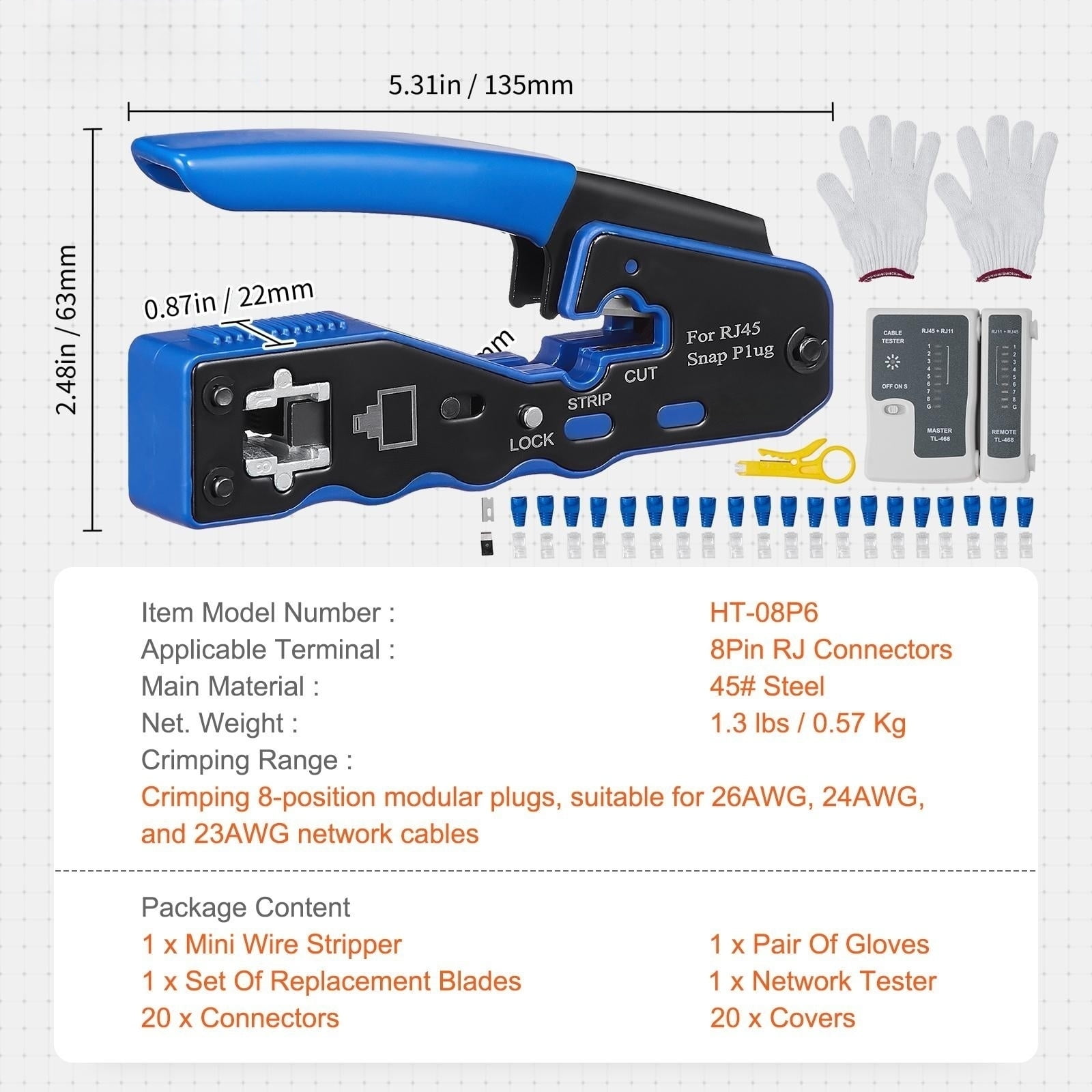 Alicate Crimping Metal para RJ45 WT-1280 WESTOR 