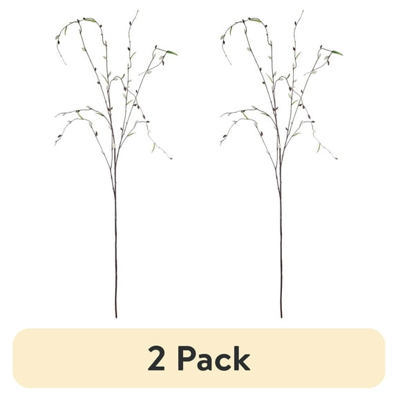 (2 pack) 46.5-inch Artificial White-Brown Willow Flower Long Stem, for Indoor Use, by Mainstays