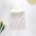 thumbnail image 2 of Women's Sleeveless Undershits V Neck Thin Strap Cami with Built-in Bra Soft Cotton Summer Tank Tops White XL, 2 of 5
