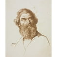 thumbnail image 2 of William Mulready 12x14 Black Ornate Wood Framed Double Matted Museum Art Print Titled: Head of a Bearded Man Gazing to His Left (1859), 2 of 5