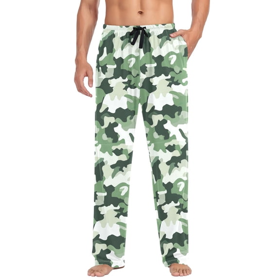 FORMRS Mens Pajama Pants with Pockets Cotton Sleepwear Lounge Bottoms Sizes S-2XL, Army Green Camouflage Pattern
