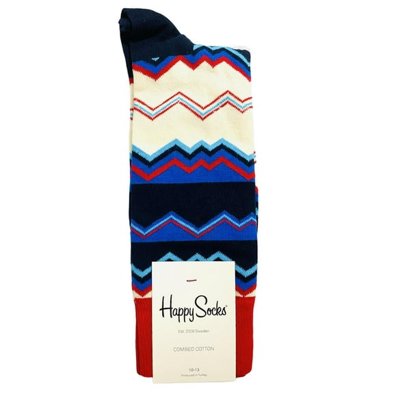 Men's Happy Socks Zigzag Pattern Socks - Blue