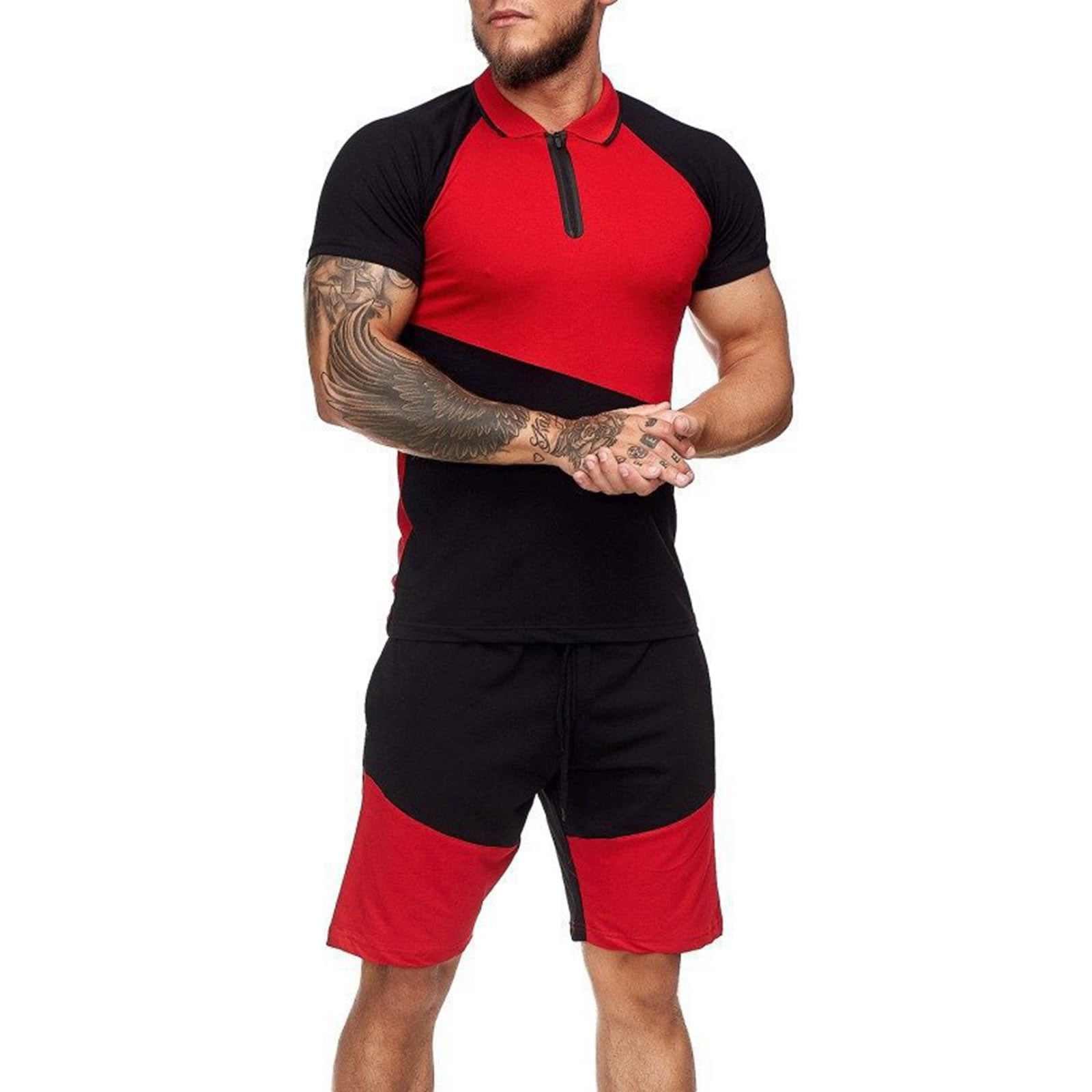 Mens Summer Sports Outfits 2 Piece Tracksuit Leisure Sleeveless T Shirts and 3D Printed Shorts Sets Outdoor Sport Suits
