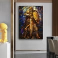 thumbnail image 4 of Cuadro de lienzo con vitrales de fantasía, póster vintage de calavera y dragón con caballero dorado, impresión artística para pared, imagen para sala de estar, decoración del hogar, 4 of 5