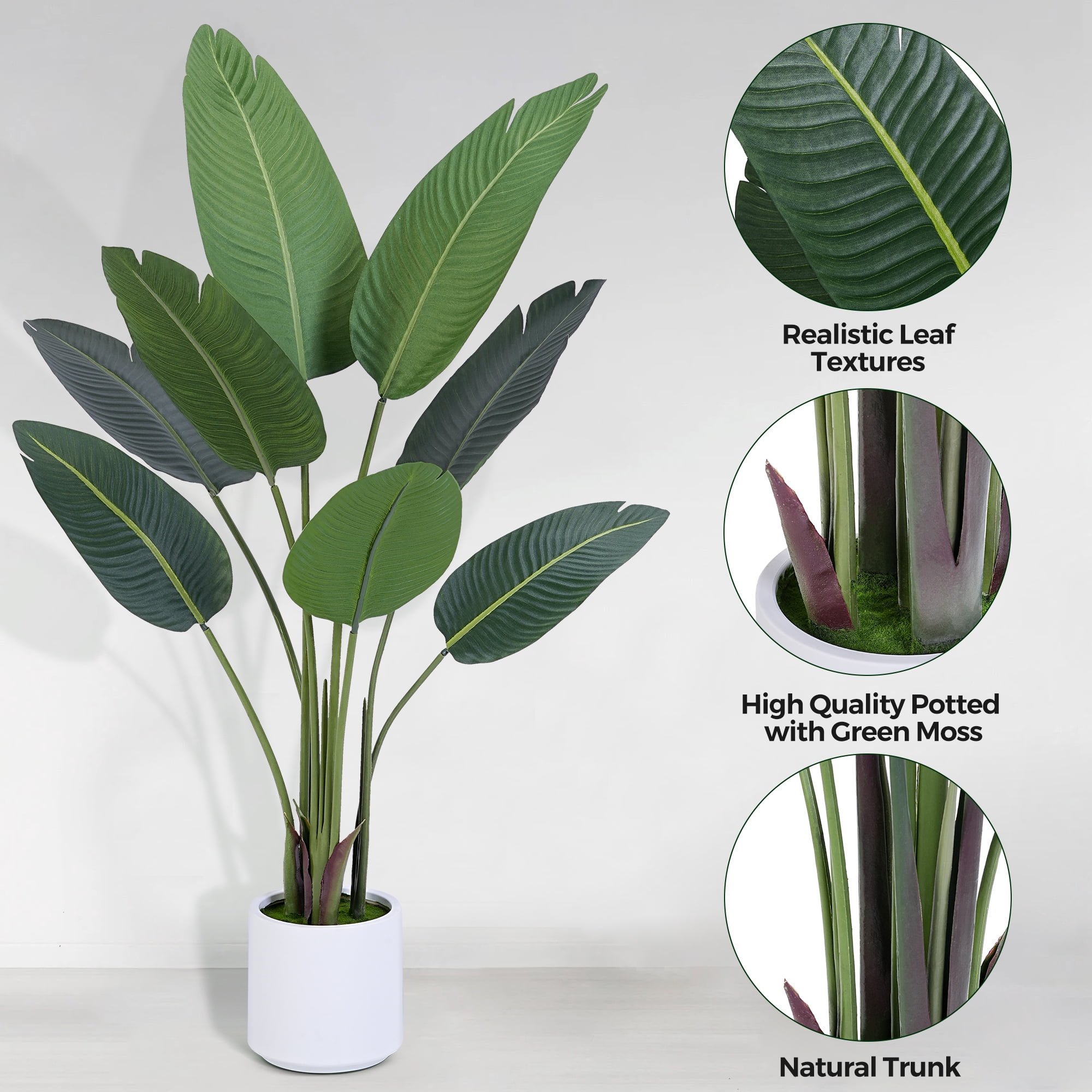 WFUN 4 Feet Artificial Plant Fake Tropical Palm Tree for Home Office Wedding Valenine Decor