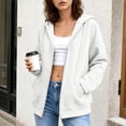 thumbnail image 3 of Mittory Women Zip Up Hoodie Jacket, Drawstring Hood Side Pockets Long Sleeve Loose Fit Solid Casual Sweatshirt Coat, 3 of 7
