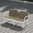 thumbnail image 2 of Tcbosik 54.5 Inch Loveseat with Cushion for Outdoor, Sofa Couch with PP Frame for Garden, Patio, Deck, Backyard, Green & White, 2 of 10