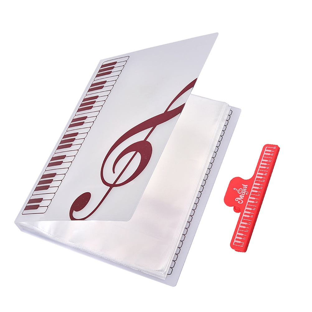 80-Sheet A4 Music Folder for Piano Scores, Band & Choir, File Organizer with Extra Watermelon Red Clamp, Music Supplies