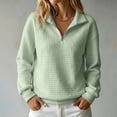thumbnail image 2 of Quarter Zip Tops for women Ribbed Sleeve Cuffs Women Workout Pullover Hoodies Collared Waffle Knit Oversized Sweatshirt, 2 of 5