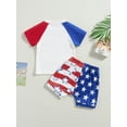 thumbnail image 4 of Bagilaanoe 4th of July Clothes for Toddler Baby Boys Short Sleeve Letter Print T Shirt Tops + Stars Stripes Shorts 6M 12M 18M 24M 3T Kids Independence Day Outfits 2pcs Short Pants Set, 4 of 9